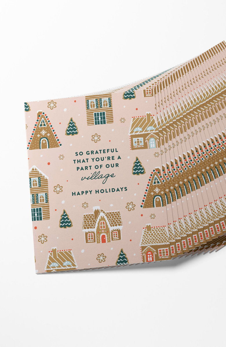 Joy Paper Co. Gingerbread Village Holiday Thank You Boxed Set of 8 Greeting Cards, Alternate, color, Gingerbread Village