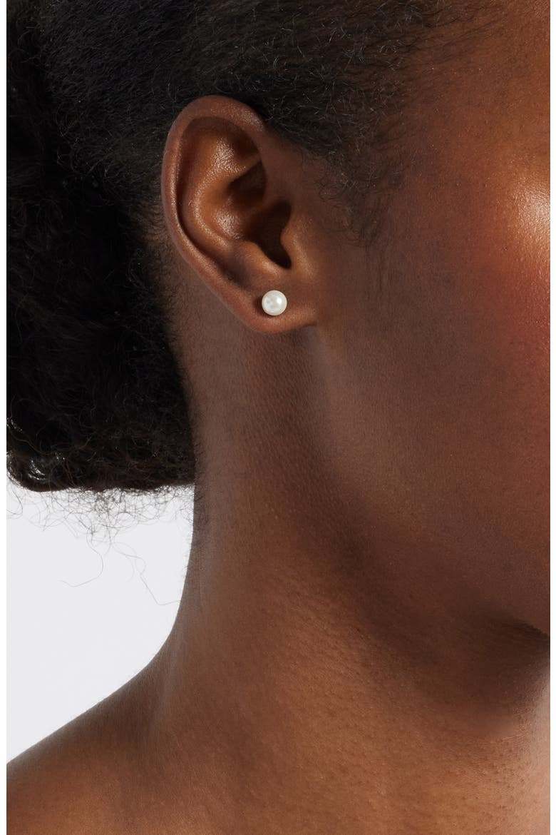 6mm Faux Pearl & Sterling Silver Stud Earrings, Alternate, color, WHITE- SILVER