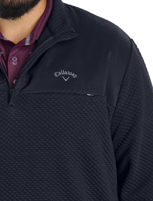 Callaway Big & Tall Mixed Media 1/4 Zip Performance Pullover In Black