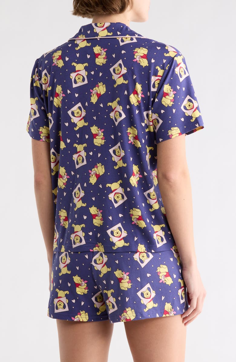 Winnie the Pooh Notch Collar Short Pajamas, Alternate, color, Navy Print