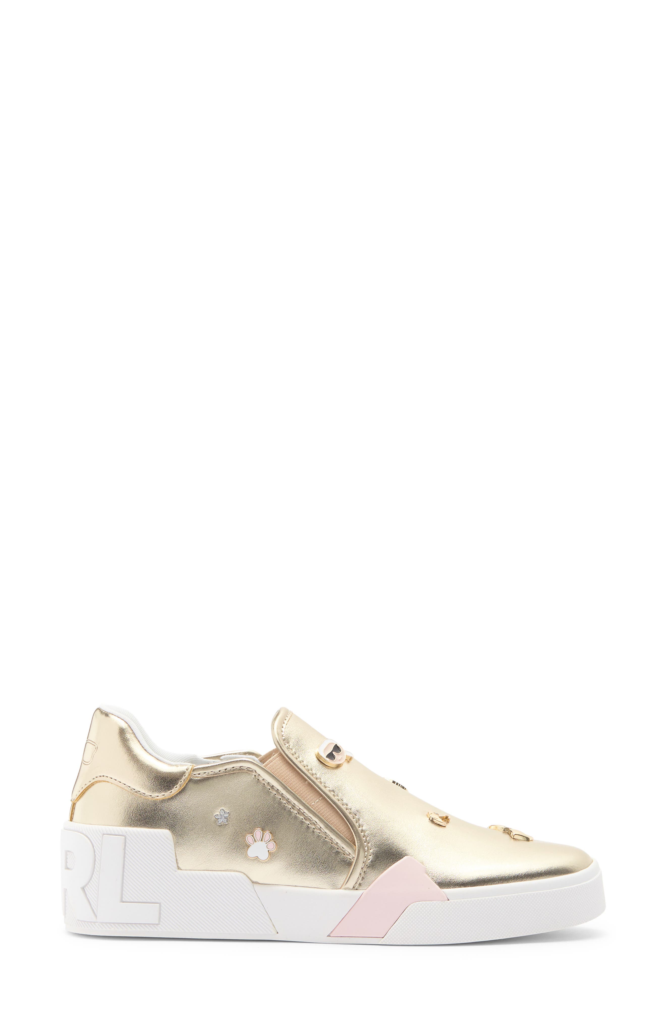 KARL LAGERFELD PARIS Maude Slip On Sneaker, Alternate, color, White Gold