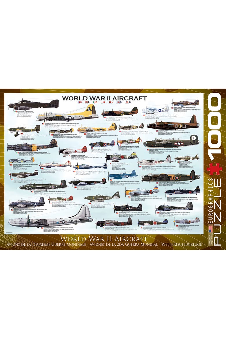 World War II Aircraft 1000 Piece Puzzle, Main, color, Multicolored
