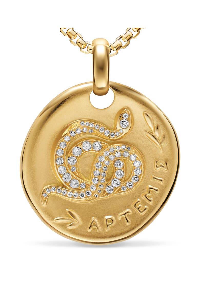 Medallion Amulet 18K Gold and Diamonds, 28mm, Alternate, color, GOLD ARTEMIS