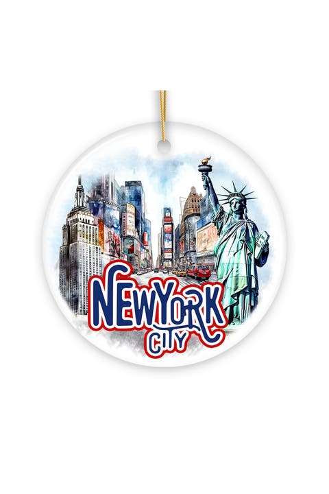 Watercolor New York City Skyline Ceramic Ornament