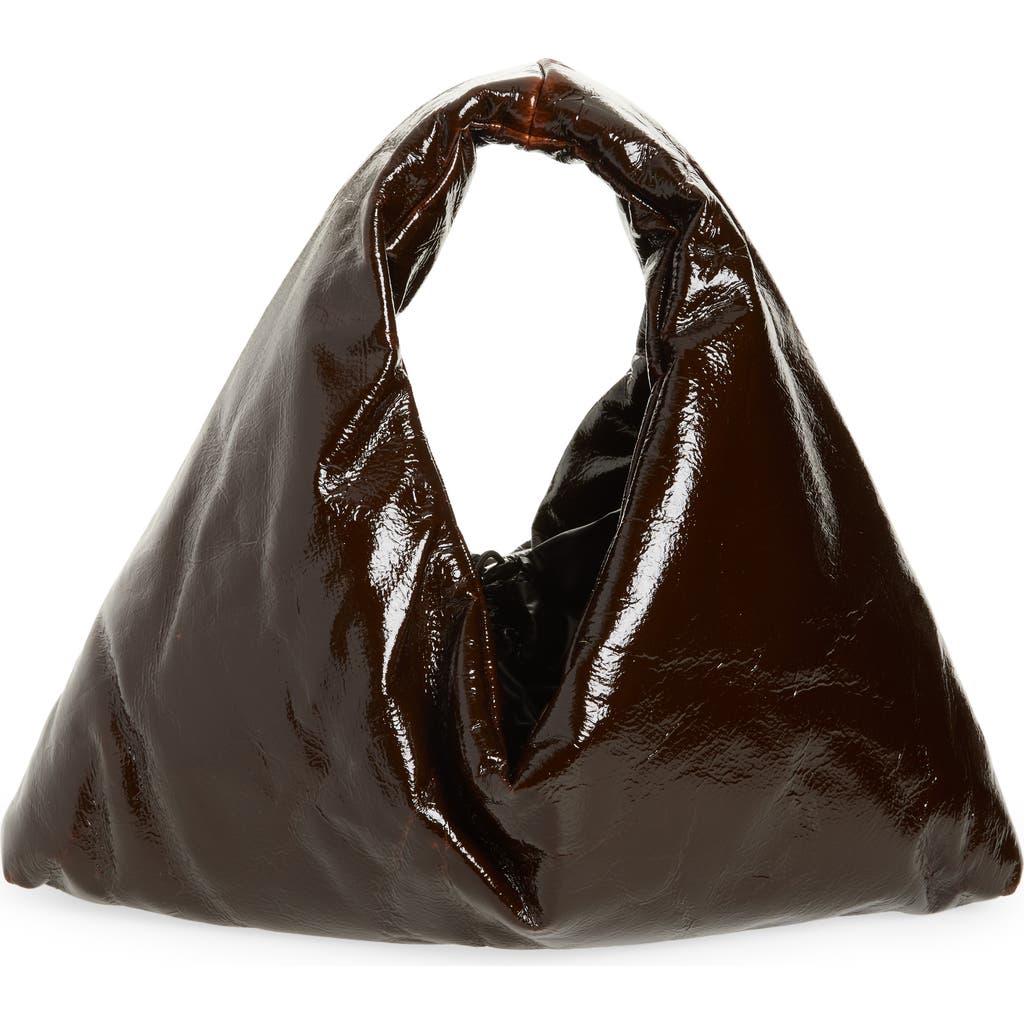 Kassl Small Anchor Lacquered Hobo Bag In Brown