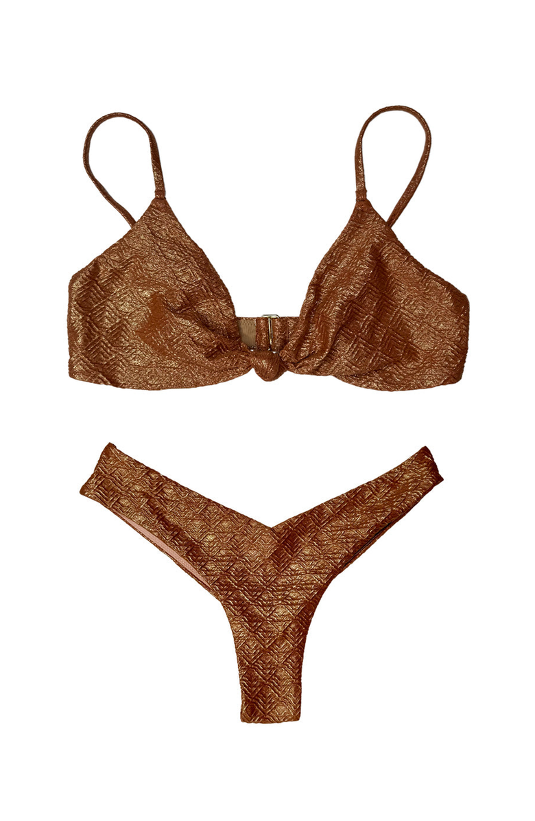 Beach Bunny Swimwear Bethany Tango Bottom, Alternate, color, Gold Diamond