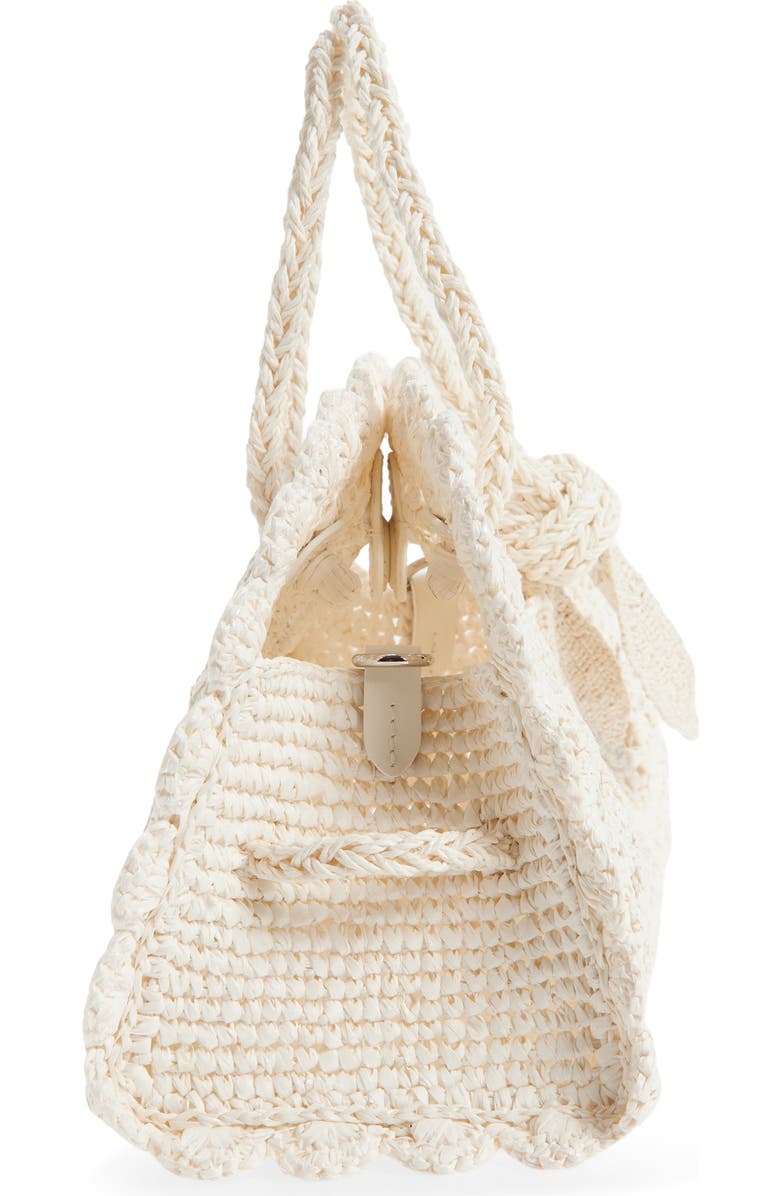 Jacquemus The Small Turismo Crochet Raffia Effect Bowling Bag, Alternate, color, White 100