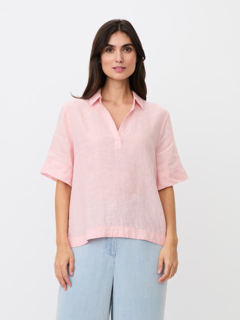 Mabrevia Relaxed Linen Collared Shirt