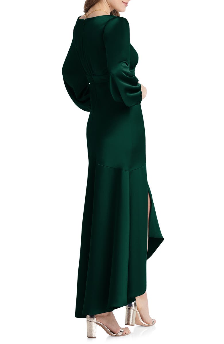 LOVELY Teagan Long Sleeve Charmeuse High/Low Dress, Alternate, color, 