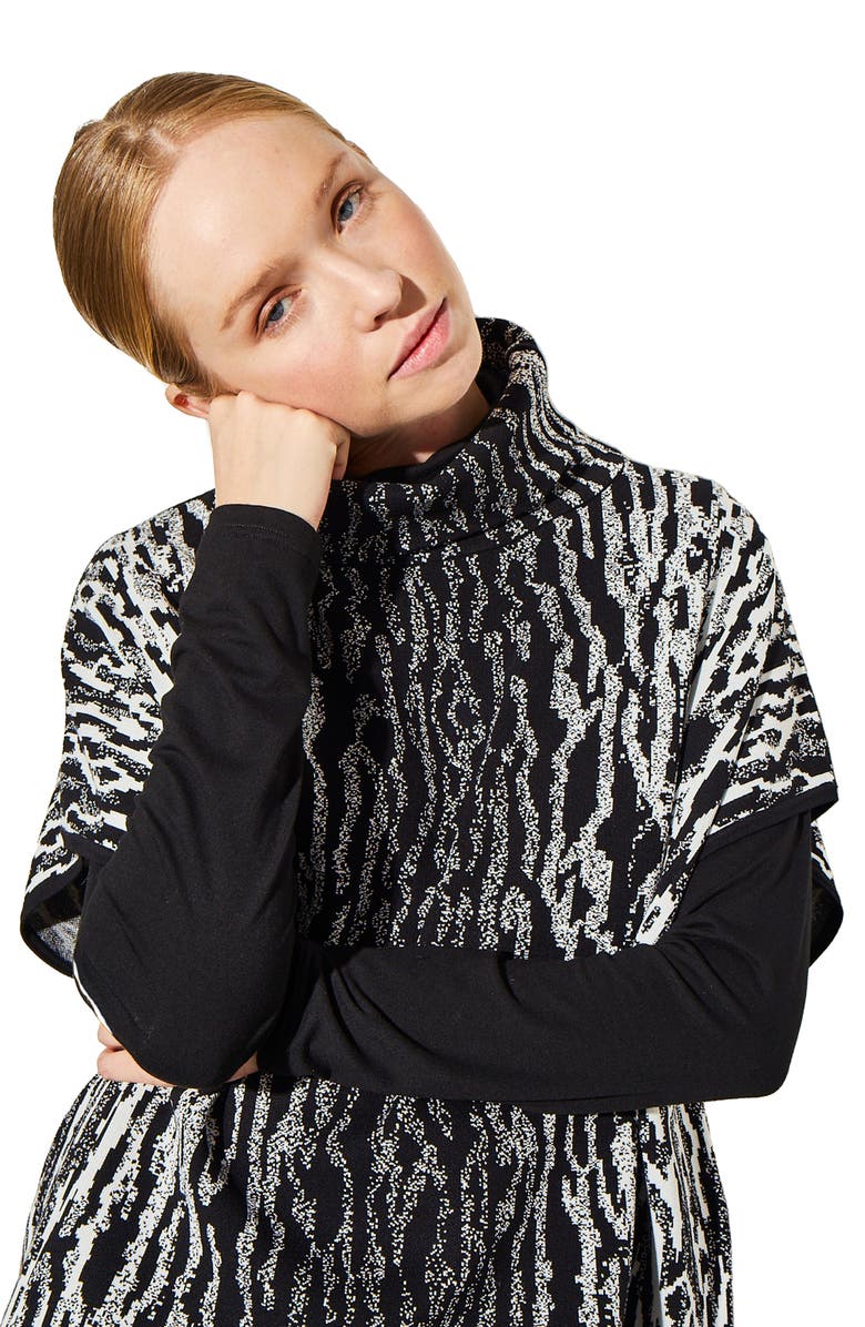 Ming Wang Animal Print Turtleneck Sweater, Alternate, color, Black/ Ivory