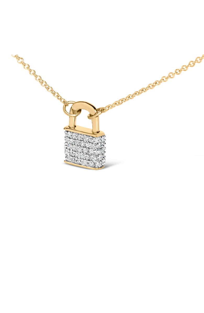 Haus of Brilliance 14K Yellow Gold 1/6 Cttw Diamond Lock Pendant Necklace, Alternate, color, Yellow