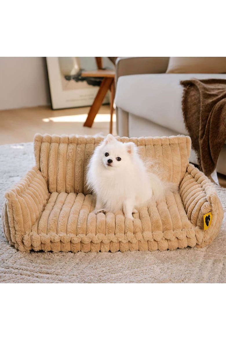 Washable Fluffy Dog Sofa Bed, Alternate, color, Camel