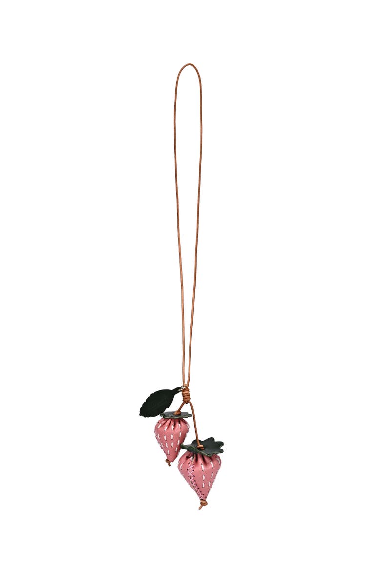 Strawberry Genuine Leather Artisan Charm, Alternate, color, Blush