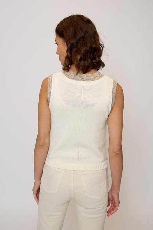 Central Park West Dylan Spacedye Double Layer Tank Top In White