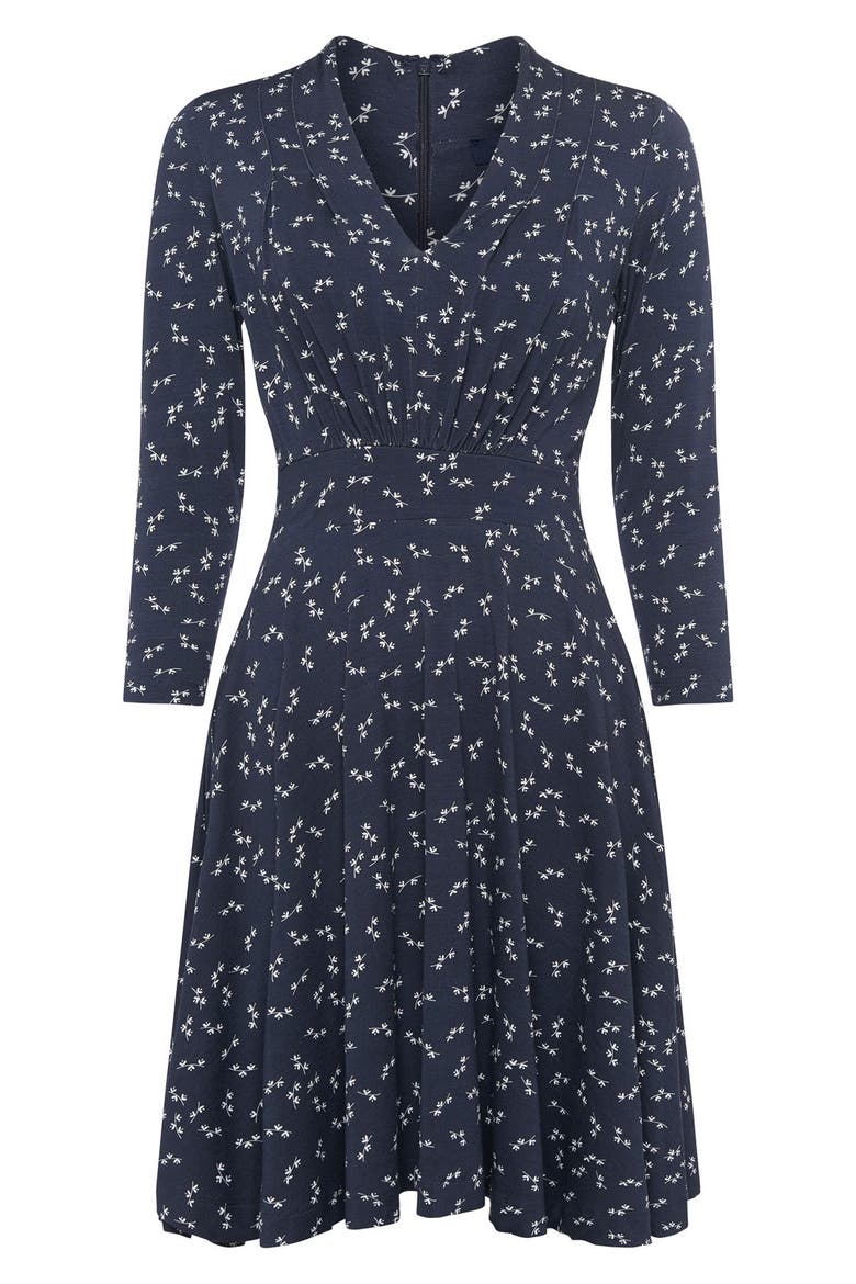 Ditsy Litzy Meadow Jersey Dress, Alternate, color, INDIGO-WINTER WHITE