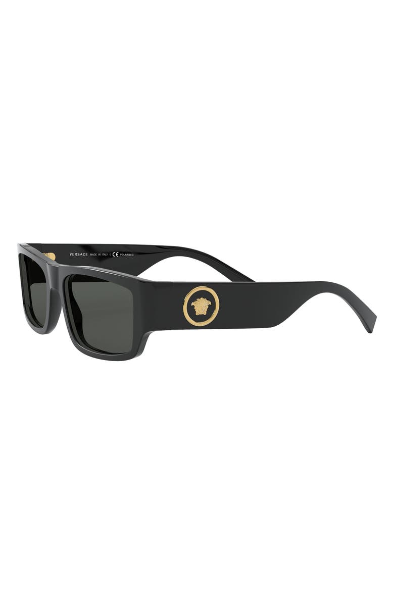 Versace 56mm Polarized Rectangular Sunglasses, Alternate, color, 