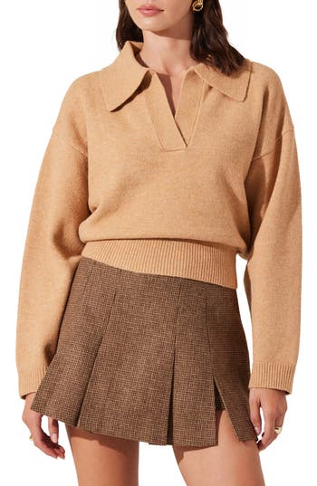 Astr Guinevere Layered Sweater In Brown Combo In Natural