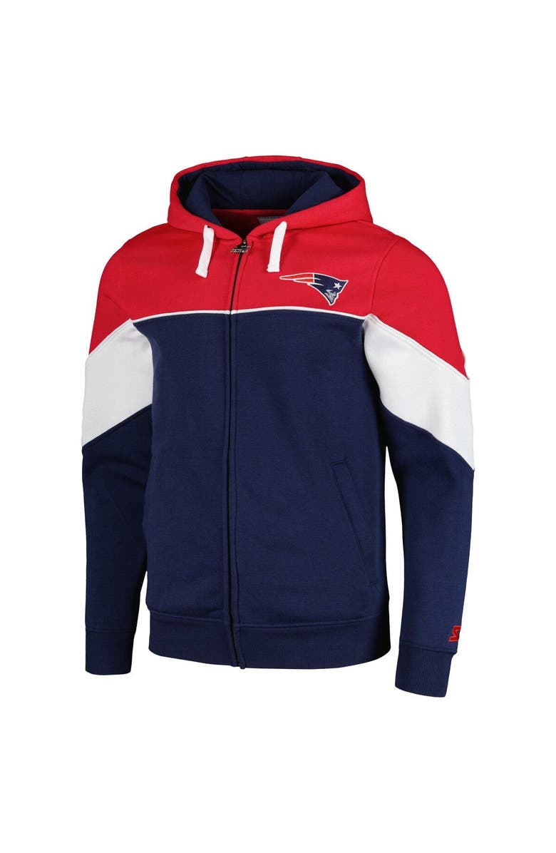 STARTER Men's Starter Navy/Red New England Patriots Running Back Full-Zip Hoodie, Alternate, color, Navy