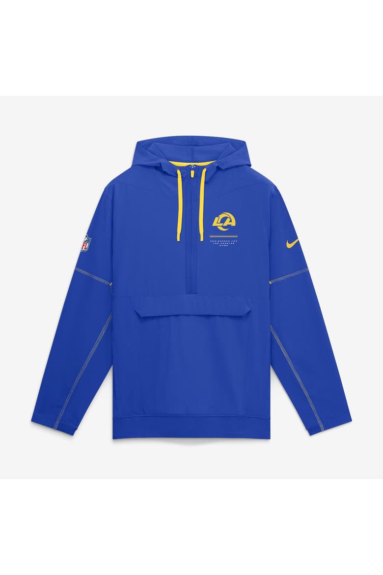 Men's Nike Royal Los Angeles Rams Sideline Logo Glory Anorak Half-Zip Hooded Jacket, Main, color, Royal