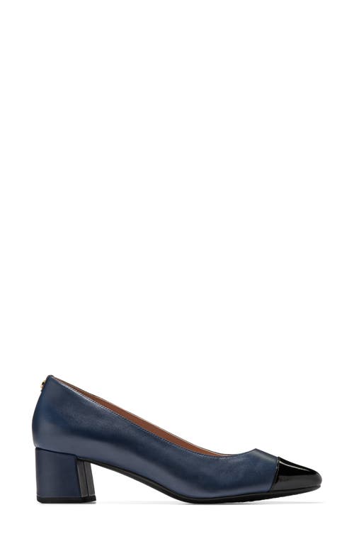 Cole Haan The Go-to Waterproof Block Heel Pump In Navy Blazer/black Patent