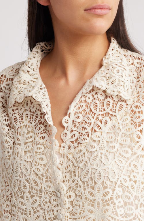 The Great . The Lattice Lace Button-up Shirt In Cream