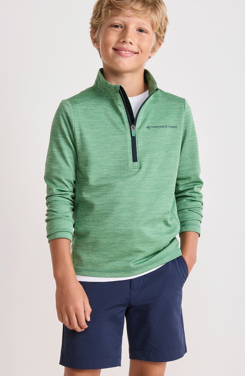 vineyard vines Kids' Sankaty Stripe Performance Quarter Zip Pullover, Alternate, color,