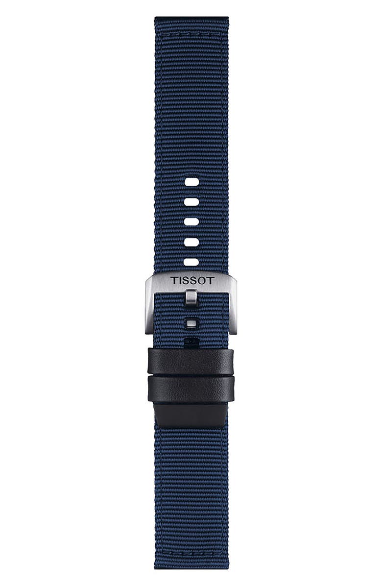 Tissot 22mm Fabric Watch Strap, Main, color, Blue