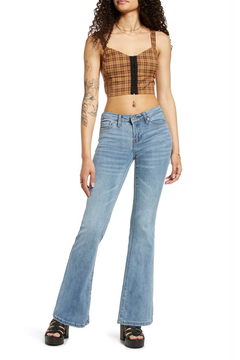 Low Rise Flare Jeans, Alternate, color, CLASSIC LIGHT WASH