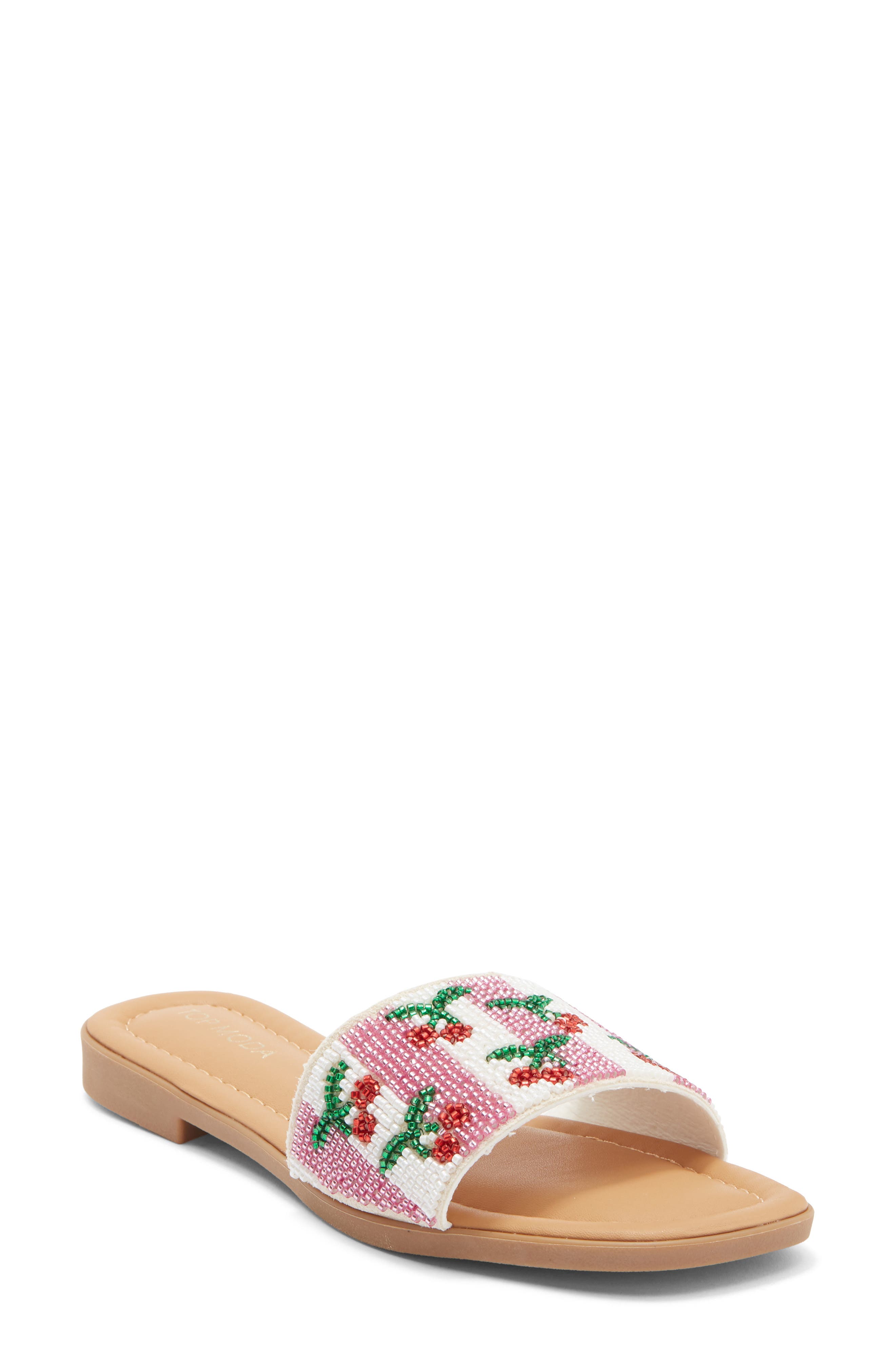 TOP MODA Rae Beaded Slide Sandal