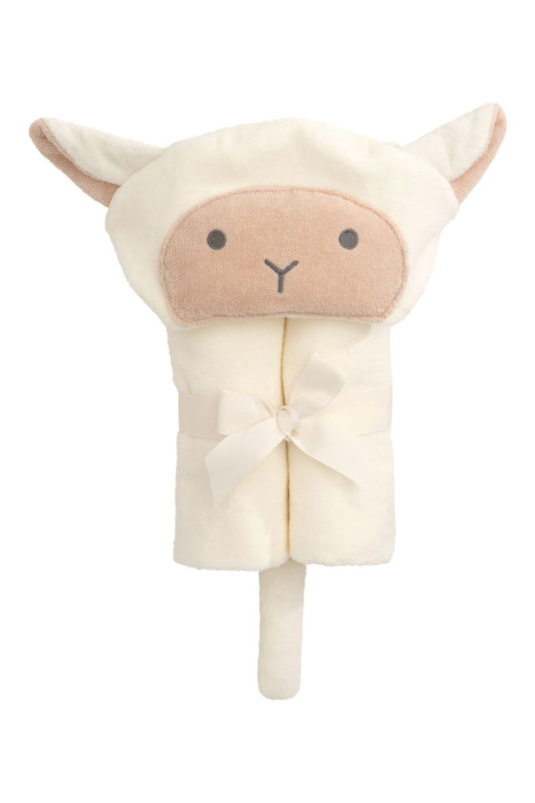 Terry Velour Hooded Lamb Towel, Main, color, LAMBIE