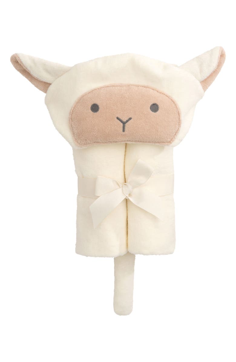 Elegant Baby Terry Velour Hooded Lamb Towel, Main, color, Lambie