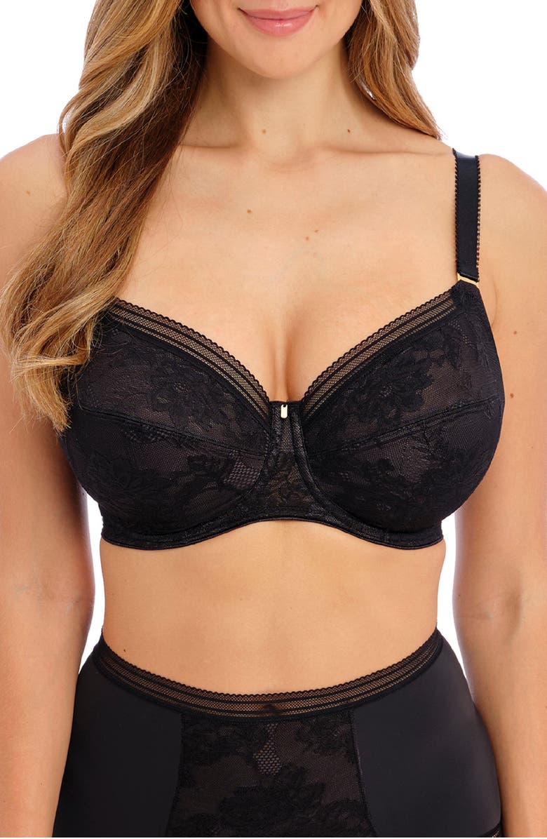 Fantasie Fusion Underwire Lace Side Support Bra, Main, color, Black