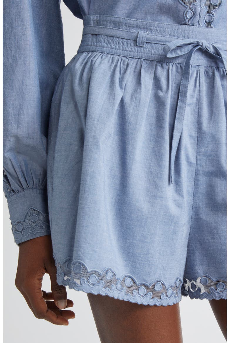 Elowen Tie Waist Chambray Shorts, Alternate, color, CHAMBRAY