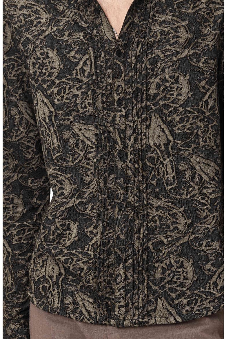 Lucian Jacquard Button-Up Shirt, Alternate, color, WOOD BROWN