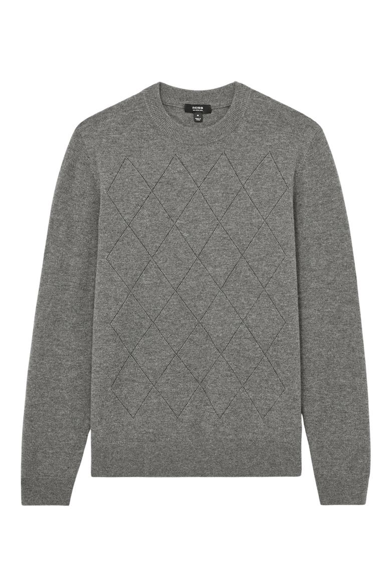 Vince Argyle Wool Sweater, Main, color, MID GREY MELANGE