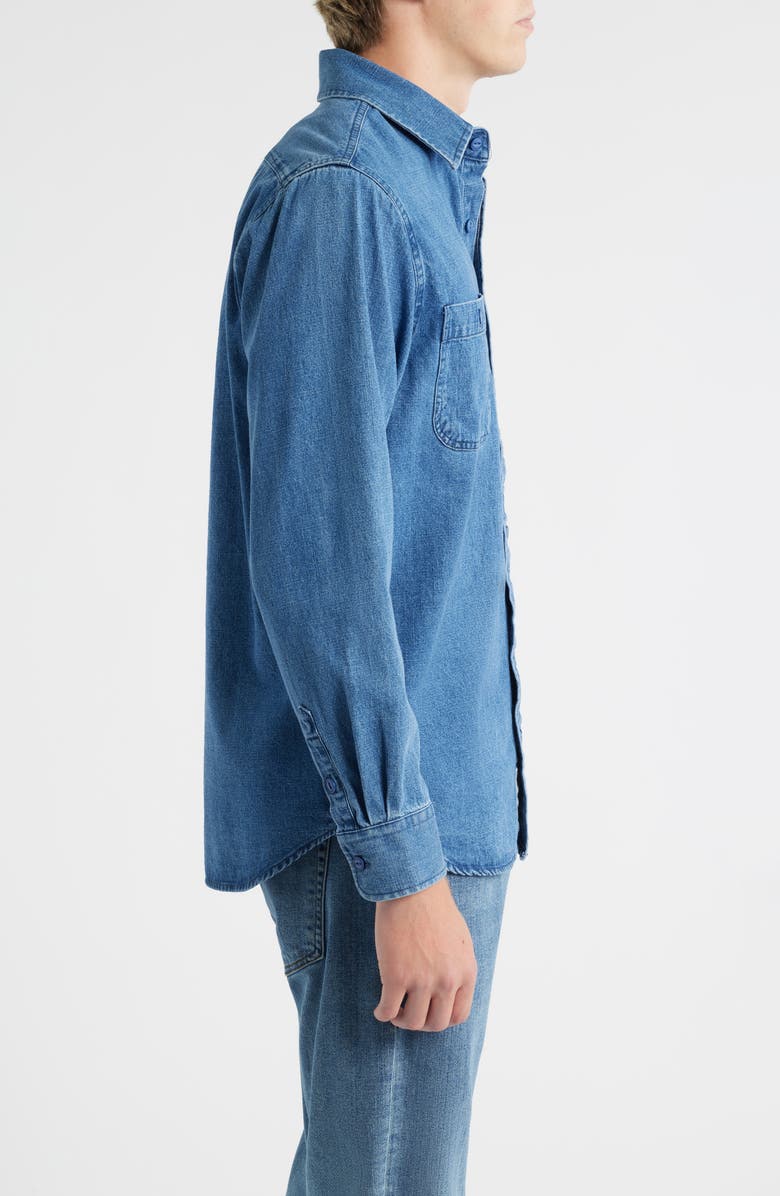 Schott NYC Cotton Denim Button-Up Work Shirt, Alternate, color, Light Indigo