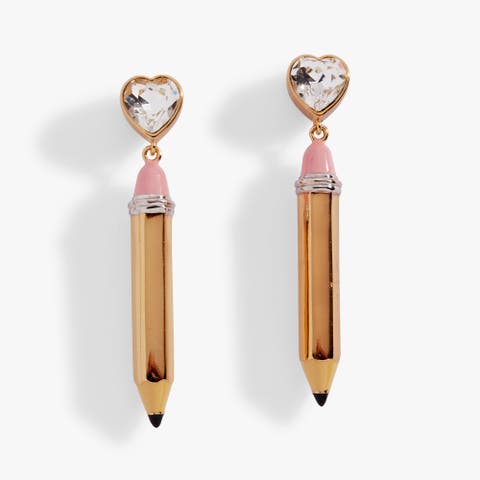 Pencil Heart Drop Earrings