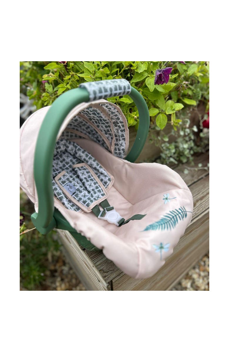 Roma Prams Rhs Doll Car Seat Fern Cream & Green, Carrier Travel Accessory, Alternate, color, Multicolored