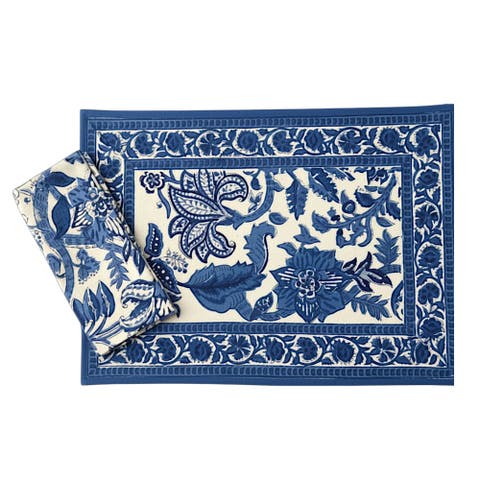 Cotton Placemat & Napkin Block Print