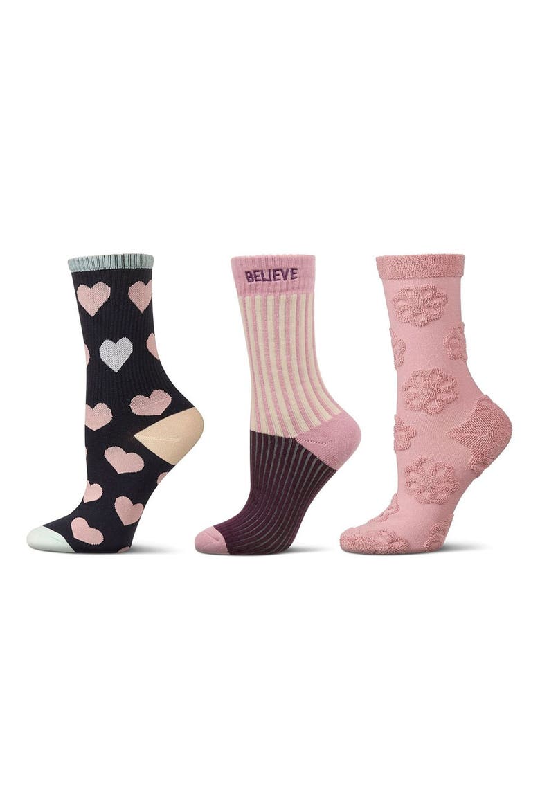 Assorted 3-Pack Crew Socks, Main, color, PINK