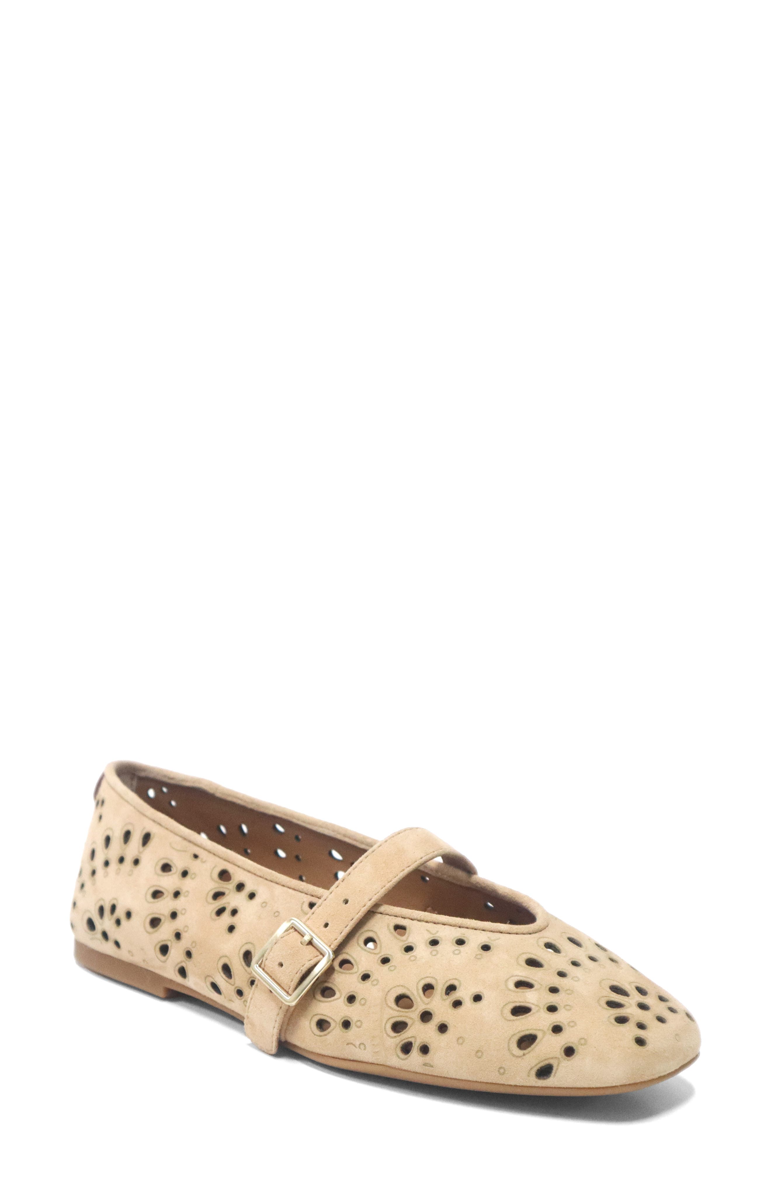 Wini Laser-Cut Mary Jane Flat, Main, color, PORCINI SUEDE