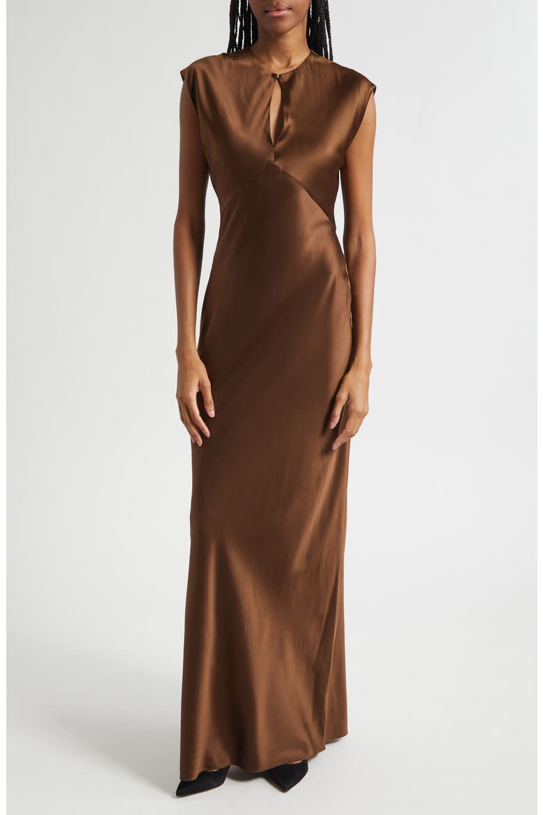 veronica beard brown silk dress Veronica Beard - Nelzy Walnut Maxi Dress