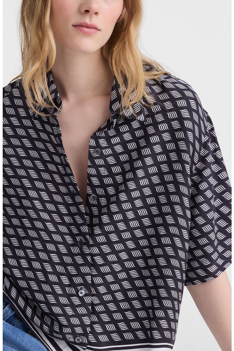 Geometric Boxy Button-Up Shirt, Alternate, color, CLASSIC NAVY