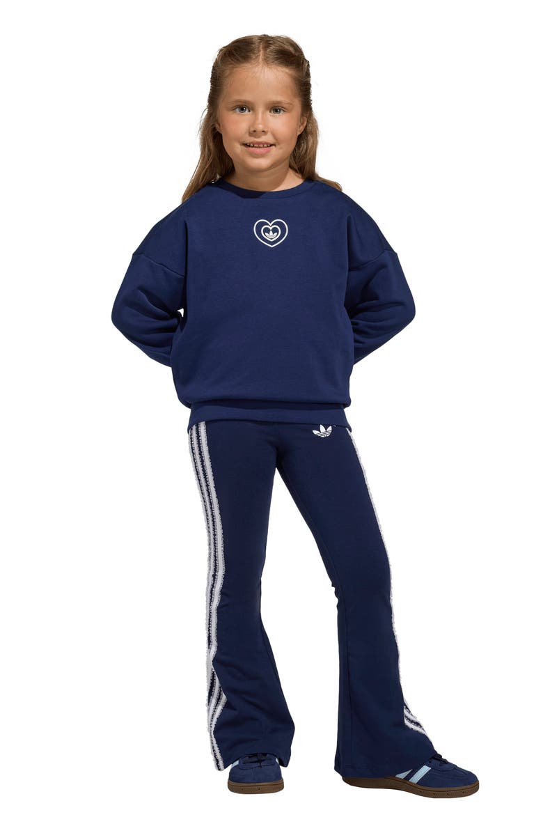 adidas x Disney Alice in Wonderland Kids
 Crewneck Sweatshirt 
Flare Leggings Set, Alternate, color, Night Indigo