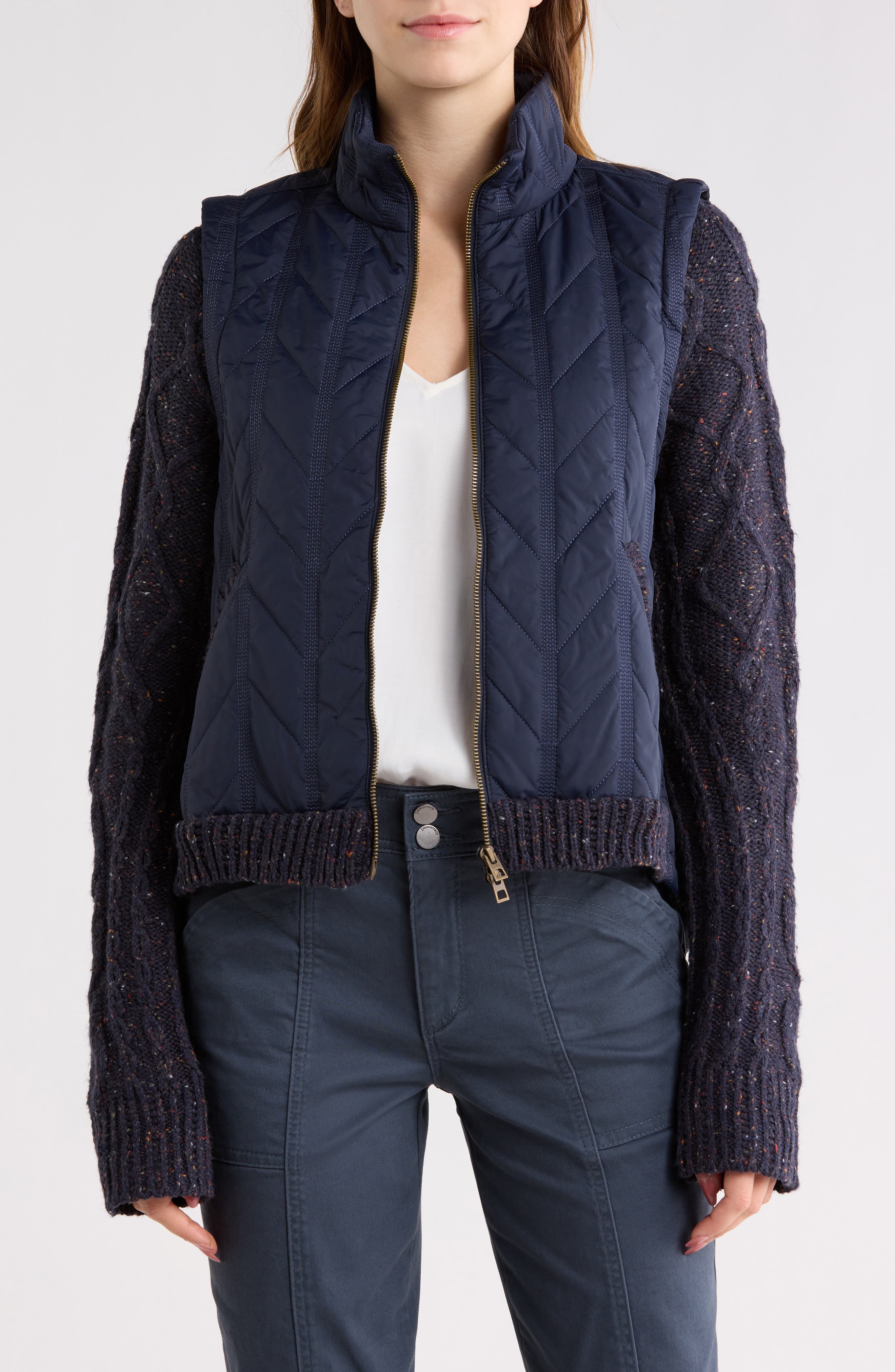 Mock Neck Quilted Two-Fer Jacket - image 5