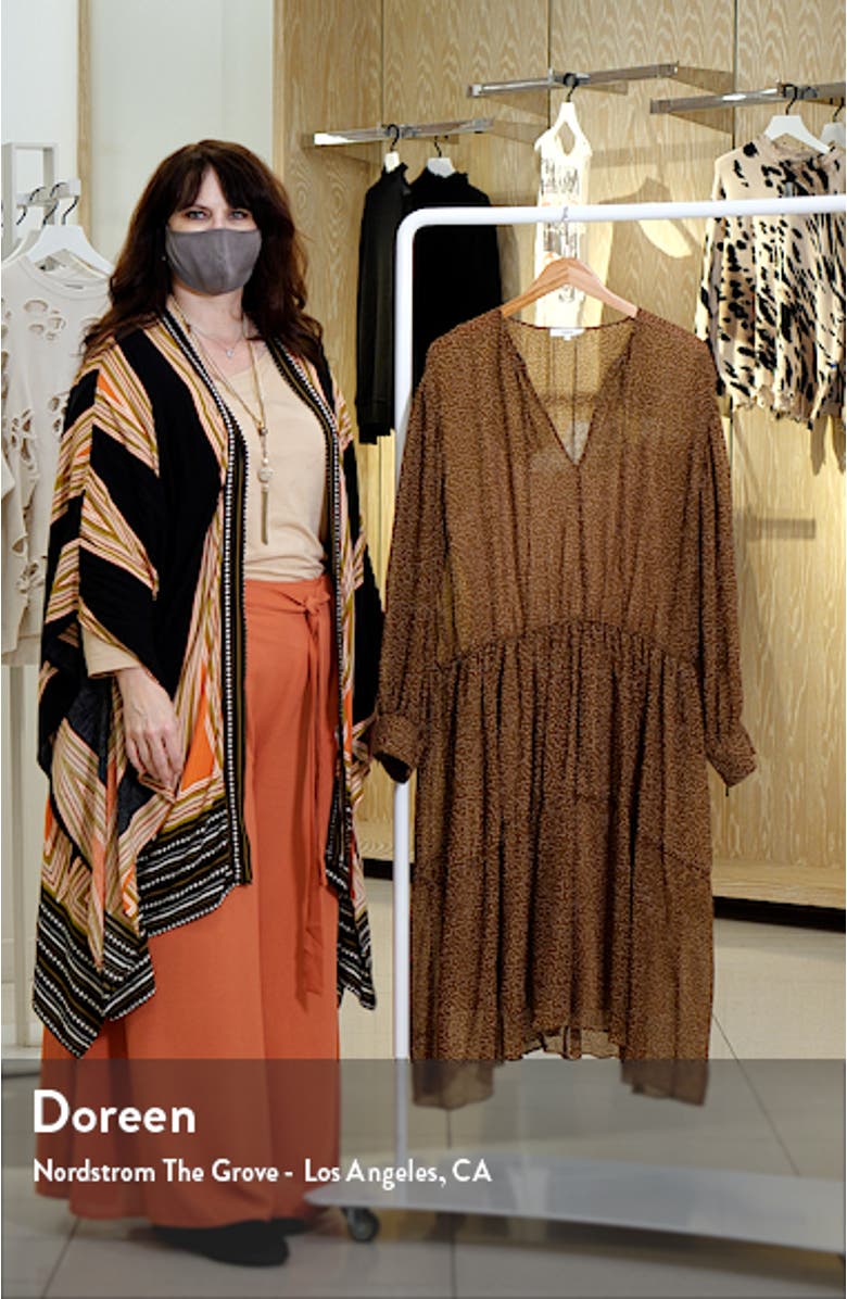 Starry Dot Shirred Long Sleeve Dress, sales video thumbnail