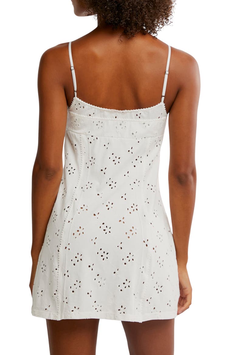 Full Bloom Stretch Cotton Eyelet Mini Slipdress, Alternate, color, IVORY