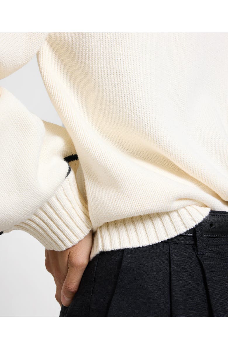 Onia Cotton Oversized Mock Neck Sweater, Alternate, color, Off White/Black