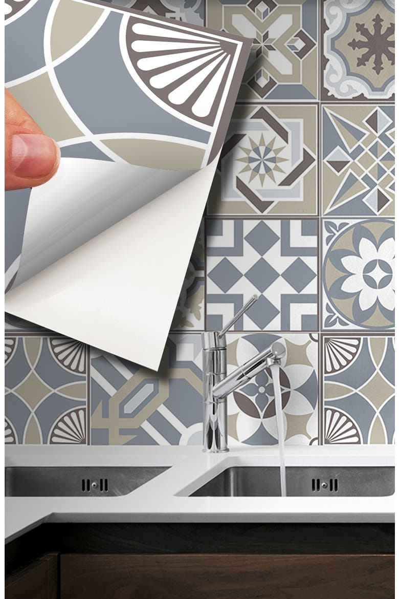 Limestone Wall Tiles - Pack of 5, Alternate, color, WHITE/ BLUE