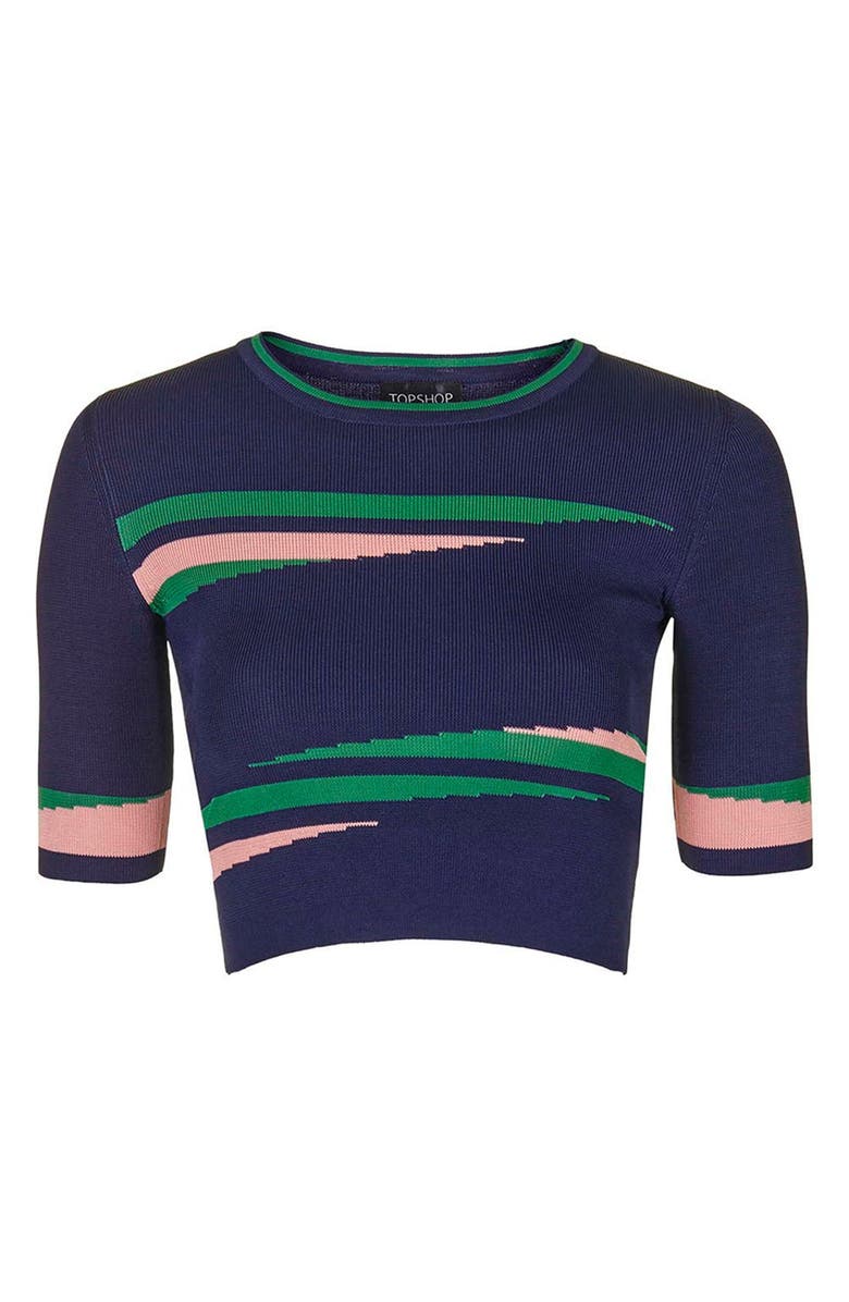 Topshop 'Eraser Stripe' Crop Top, Alternate, color, 